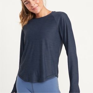 Old Navy Breathe ON Soft Slub-Knit Long Sleeve Tee Navy